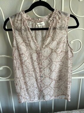 cloth & stone Sheer Snake-Print Sleeveless Blouse - Taupe